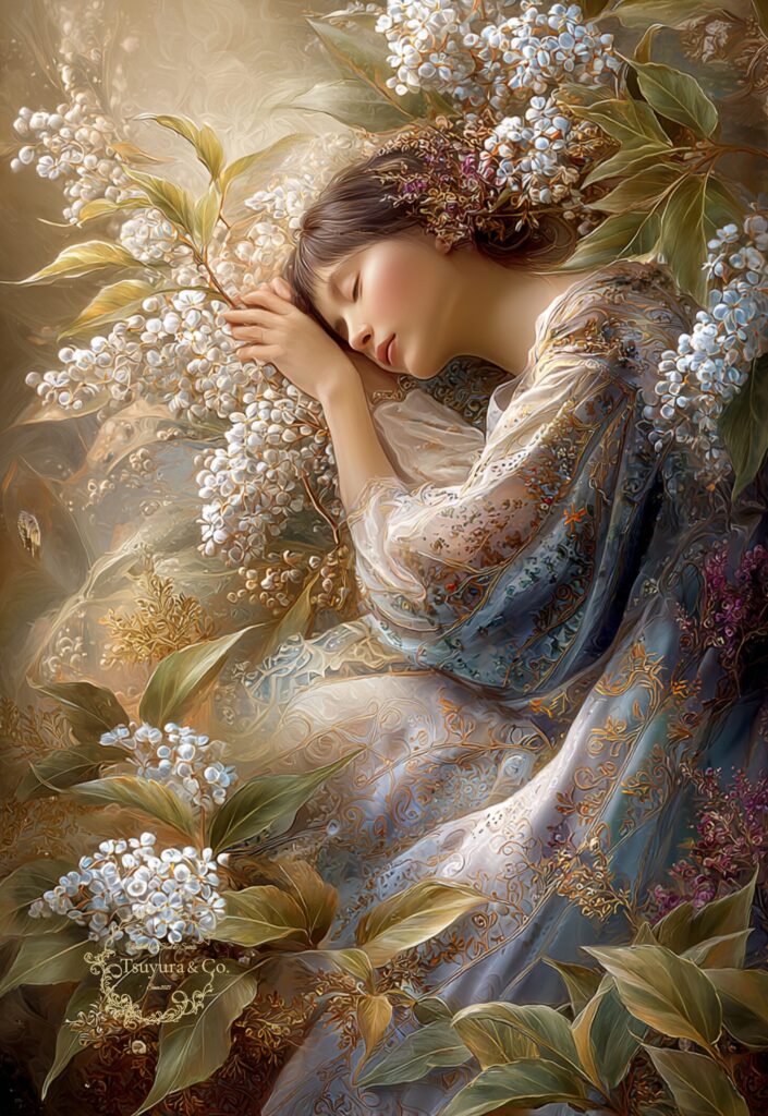 sleep likes flowers luminance art soft floral dreamy quiet scene