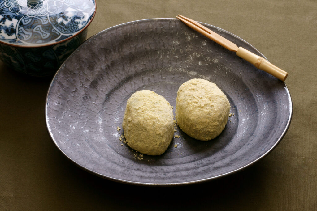 uguisu mochi traditional japanese sweet with kinako