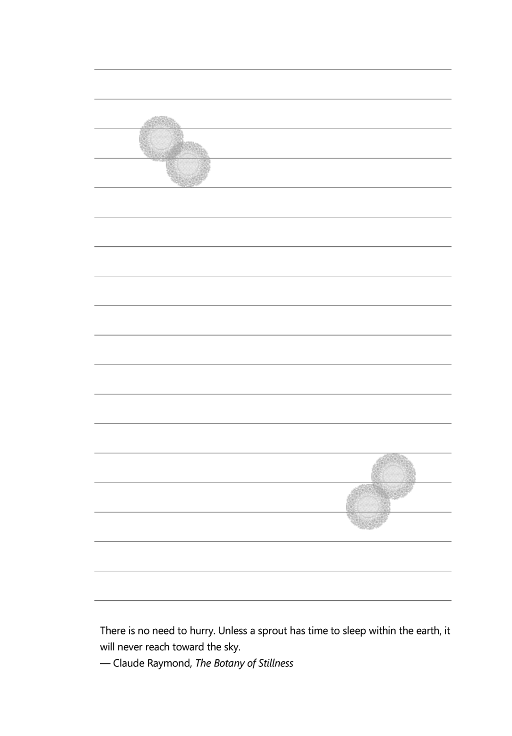 Inside page of Tsuyura Notebook English edition with an inspirational message